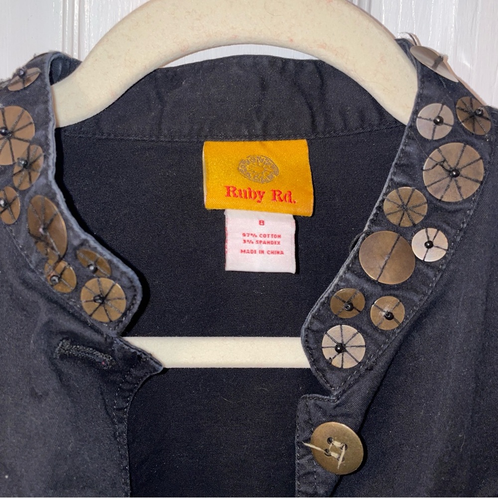 Ruby Rd. Black Cargo Jacket Slightly Cropped Meta… - image 2